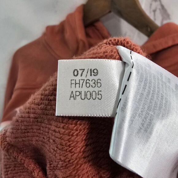Adidas Hoodie Womens XS Orange Fleece Cropped Elastic Sweatshirt Pullover fh7636 - Picture 13 of 14